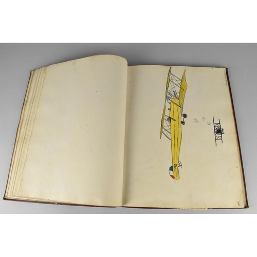 196 - A Bound Folio of Pen and Ink and Watercolours To include Cunard Ships, Aquitania Etc