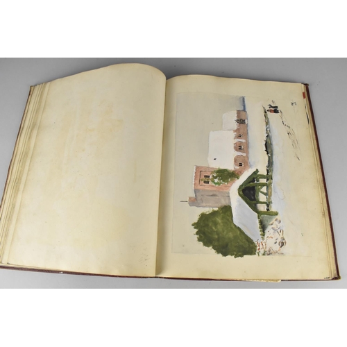 196 - A Bound Folio of Pen and Ink and Watercolours To include Cunard Ships, Aquitania Etc