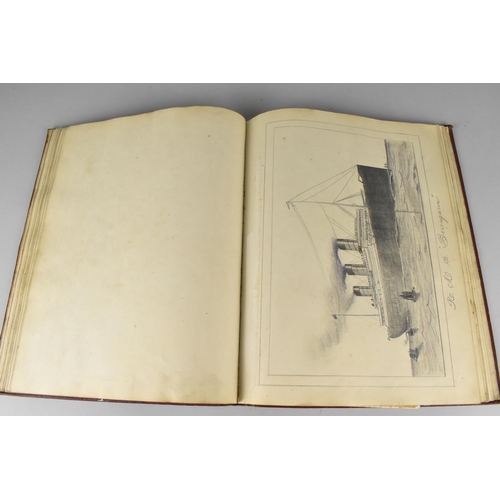 196 - A Bound Folio of Pen and Ink and Watercolours To include Cunard Ships, Aquitania Etc