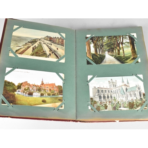 197 - An Edwardian Postcard Album Containing 100+ Postcards, Mainly Scenic and Buildings