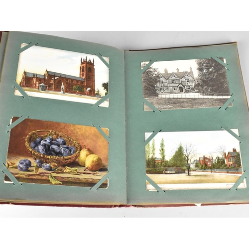 197 - An Edwardian Postcard Album Containing 100+ Postcards, Mainly Scenic and Buildings