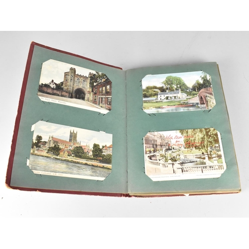 197 - An Edwardian Postcard Album Containing 100+ Postcards, Mainly Scenic and Buildings