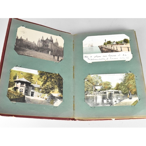 197 - An Edwardian Postcard Album Containing 100+ Postcards, Mainly Scenic and Buildings