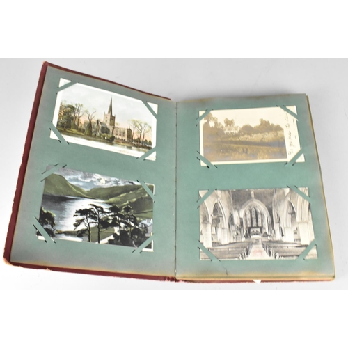 197 - An Edwardian Postcard Album Containing 100+ Postcards, Mainly Scenic and Buildings