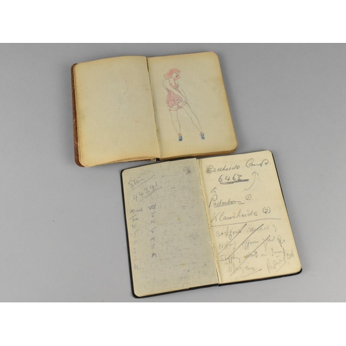 198 - A WWII Sketchbook and Diary Belonging to Pte R-Herring 7403854 to include Risque Sketches Etc