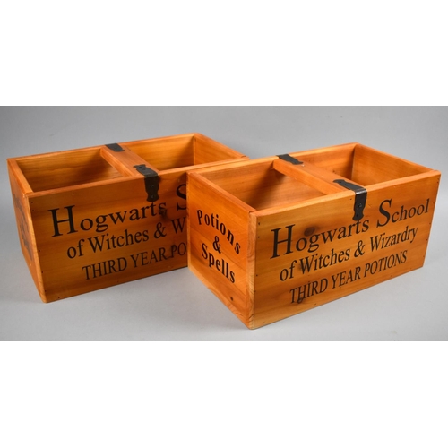 199 - Two Pine Boxes, Inscribed for Hogwarts School Third Year Potions, 30cms Wide