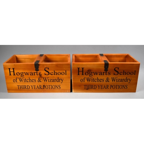 199 - Two Pine Boxes, Inscribed for Hogwarts School Third Year Potions, 30cms Wide