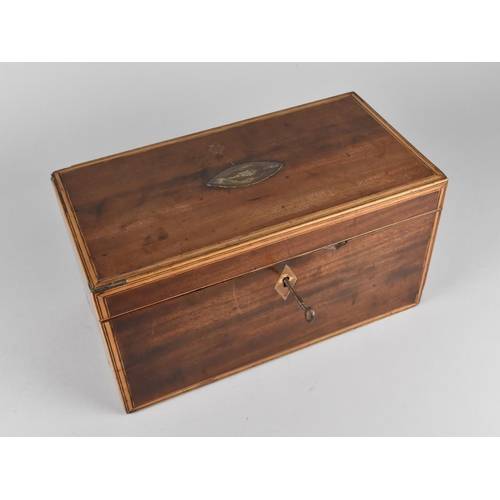 2 - A 19th Century Mahogany and Yew Banded Box, Complete with Key, 31x16x16cms High