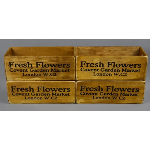 202 - Four Rectangular Boxes with Cut Out Handles, inscriptions, Fresh Flowers, Covent Garden Market, Lond... 