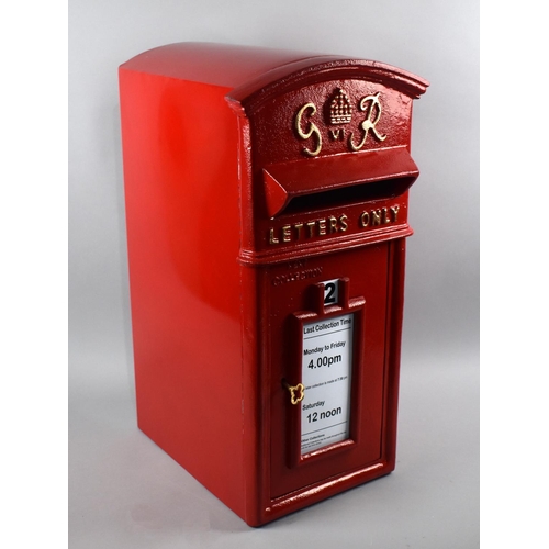 221 - A Reproduction Painted Cast Metal Letter Box in the Form of a Postbox, Complete with Key, 58cms High