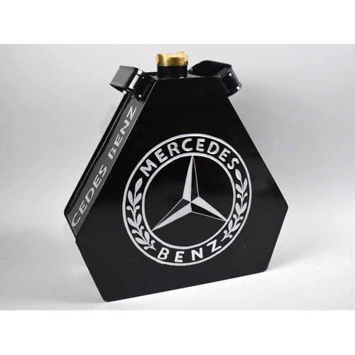 225 - A Reproduction Black Painted Oil Can for Mercedes Benz, 32cms High