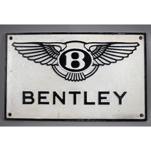 237 - A Reproduction Painted Cast Metal Plaque for Bentley, 30cms Wide