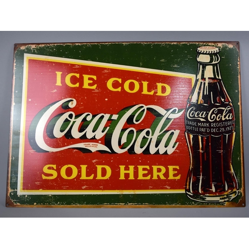 246 - A Reproduction Printed Metal Sign for Coca-Cola, 70x50cms