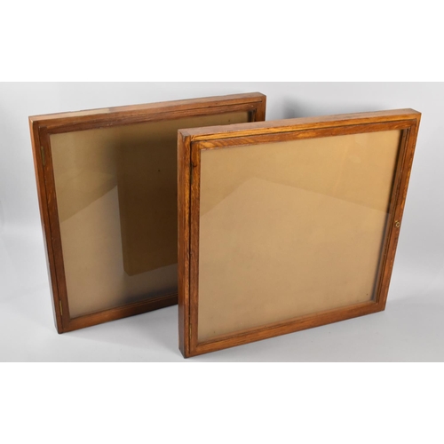 256 - Two Display Cases, Reputed to be British Railway Cases from The Birmingham BR Boardroom, 84x82cms