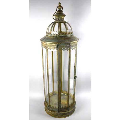 260 - A Large Patinated Metal Lantern, 57cms High