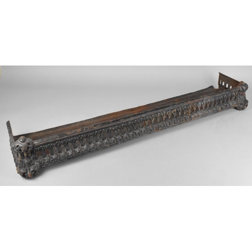 266 - A 19th Century Cast Iron Fire Kerb with Scrolled and Pierced Design, 95cms Wide