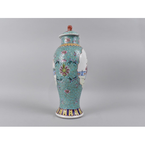 285 - A Chinese Porcelain Enamel Baluster Vase and Cover Decorated with Cartouche Scene depicting Child an... 