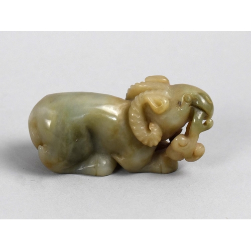 295 - A Reproduction Chinese Hardstone Carving of a Goat, 8cms Wide