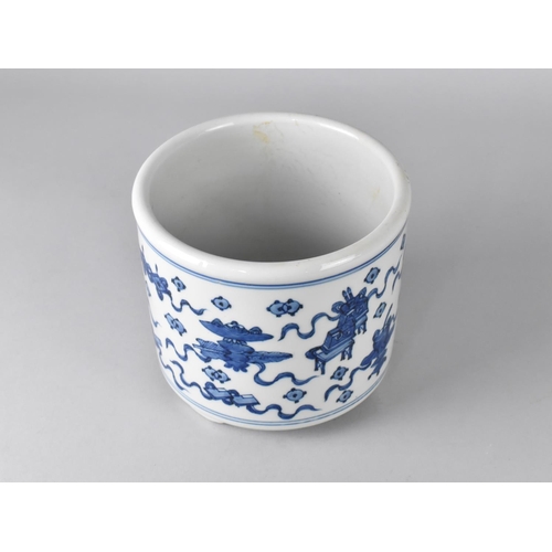 301 - A Chinese Porcelain Censer/Planter on Tripod Feet decorated with '100 Antiques' Design with Scrolls ... 