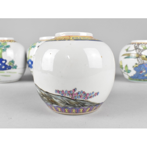 306 - Four Various Chinese Porcelain Ginger Jars to include Mother and Child in Garden Setting Example