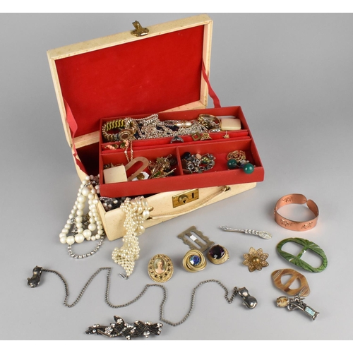 331 - A Vintage Jewellery Box and Contents to include Necklaces, Earrings Etc