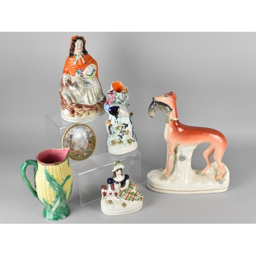 361 - A Collection of Various 19th Century Ceramics to comprise Staffordshire Greyhound, Flatback Spill Va... 