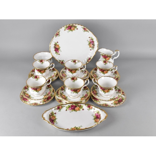 372 - A Royal Albert Old Country Roses Tea Set to comprise Six Cups, Saucers and Side Plates, Cake Plate, ... 