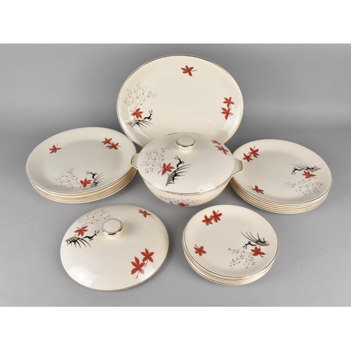 375 - An Alfred Meakin Stag Pattern Part Dinner Service to Comprise Lidded Tureen, Oval Platter, Five Larg... 