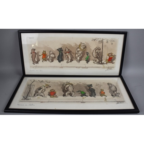 376 - Two Framed Boris O'Klein (FR. 1893-1985) Dogs of Paris Prints, Signed and Titled in Pencil