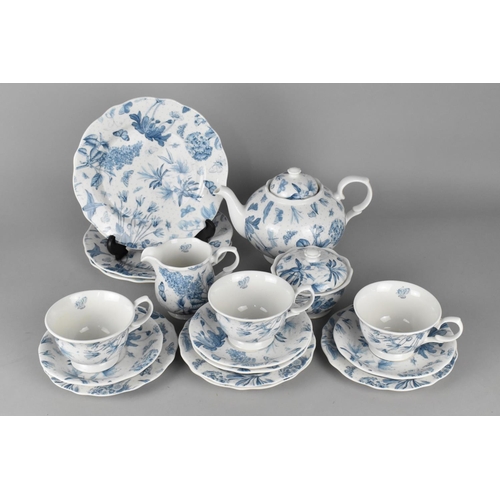 380 - A Portmeirion Botanic Blue Part Tea Set to comprise Tea Pot, Three Cups, Saucers, Side Plates, Small... 