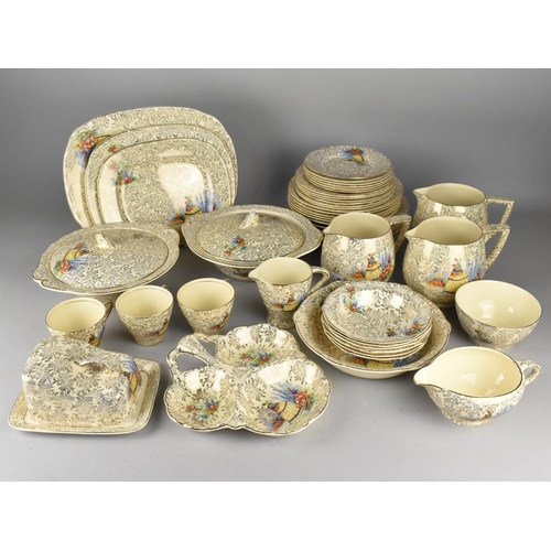 391 - An Empire Crinoline Lady Decorated Service to comprise Plates, Platters, Tureens Etc