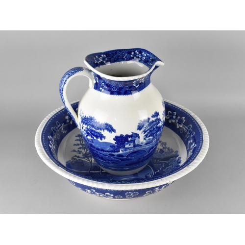 392 - A Blue and White Transfer Printed Copeland Spode Toilet Jug and Bowl