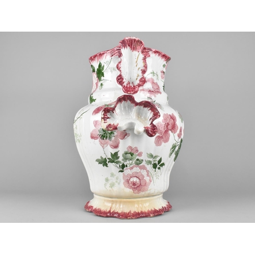 393 - A Large Early 19th Century Staffordshire Pink and Green Transfer Printed Water Jug having Flower and... 