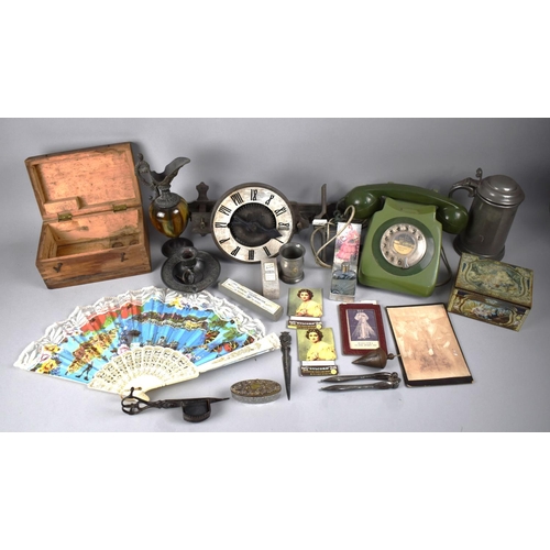 399 - A Collection of Various Items to comprise Vintage Green Telephone, Pewter Tankard, Etc