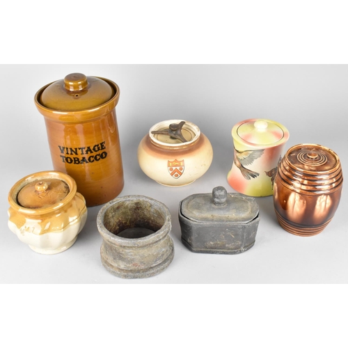 409 - A Collection of Various Vintage Tobacco Pots to include Pewter Examples Etc