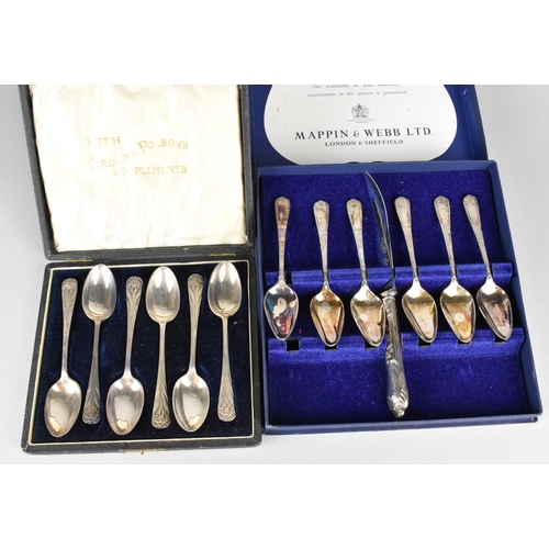 413 - A Cased Set of Six Elkington Plate Spoons with Art Nouveau Influenced Finials together with a Cased ... 