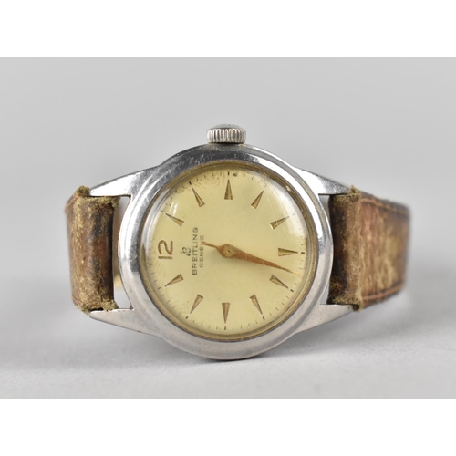 462 - A Vintage Breitling Geneve Stainless Steel Wristwatch with Champagne Face with Gilt Baton Markers an... 