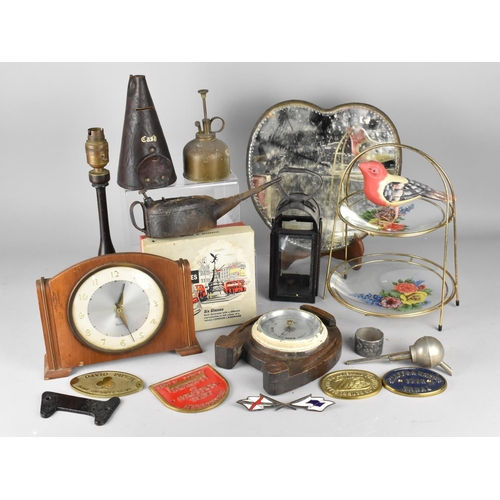 515 - A Collection of Various Vintage Items to comprise Westclox Mantle Clock, Lantern, Vintage London Sce... 