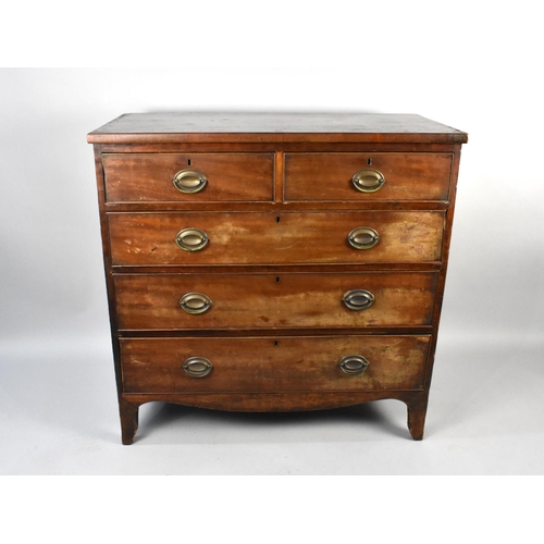 522 - A Victorian Mahogany Chest of Three long and Two Short Draws, 103x58.5x103cm High, on Bracket Feet