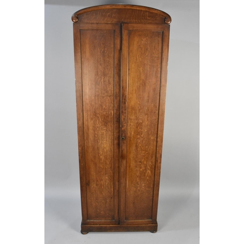 523 - An Early 20th Century Oak Robe, Now With Later Fitted Store, 57x30x187cms High.