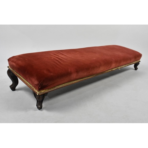 525 - A 19th Century Velvet Upholstered Prayer Stool, with Scrolled Cabriole Supports, 105cms Wide