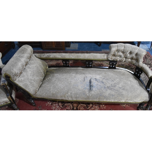 526 - Edwardian Three Piece Salon Suite, to Comprise a Pair of Button Back Tub Chairs, and Chaise Longue (... 