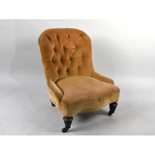 528 - A Victorian Button Back Nursing Chair, With Castor Supports