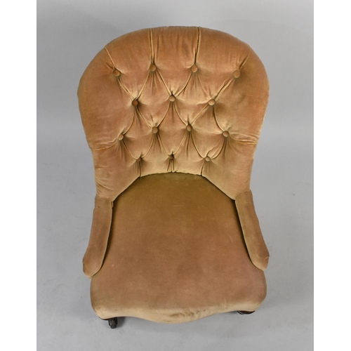 528 - A Victorian Button Back Nursing Chair, With Castor Supports