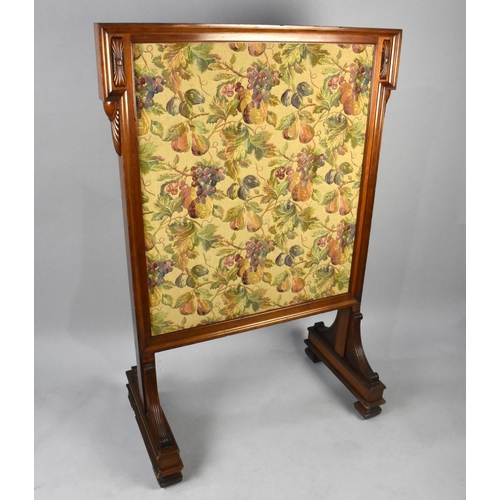 531 - A Victorian Walnut Framed Country House Firescreen, Having a Fruit and Foliate Needlework Panel, 140... 