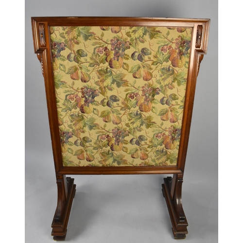 531 - A Victorian Walnut Framed Country House Firescreen, Having a Fruit and Foliate Needlework Panel, 140... 