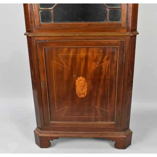 532 - An Edwardian Mahogany Sheraton Revival Free Standing Corner Cupboard With Moulded Corners with Singl... 