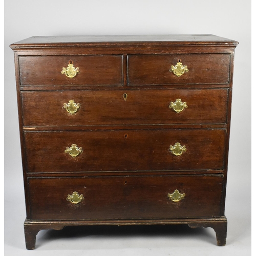 536 - A 19th Century Oak Chest of Three Long and Two Short Drawers on Bracket Feet, 105x53x105cms High