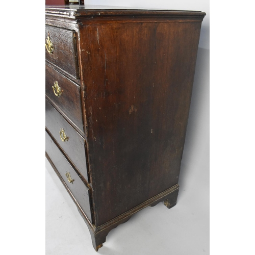 536 - A 19th Century Oak Chest of Three Long and Two Short Drawers on Bracket Feet, 105x53x105cms High