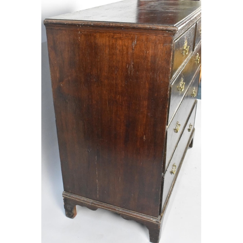 536 - A 19th Century Oak Chest of Three Long and Two Short Drawers on Bracket Feet, 105x53x105cms High